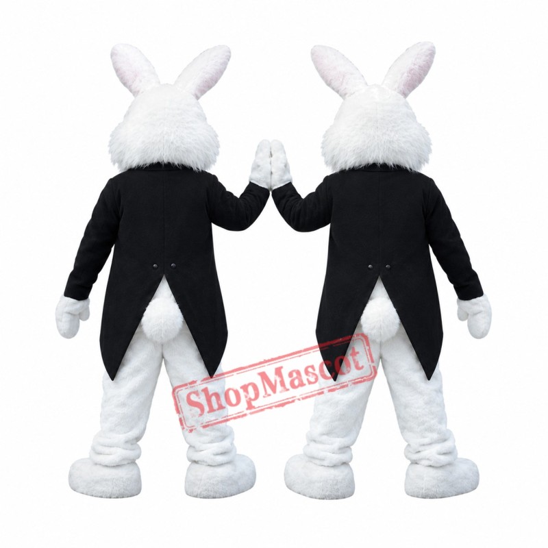 Handsome White Rabbit Mascot Costume