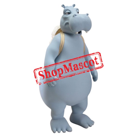 Superb Grey Hippo Mascot Costume