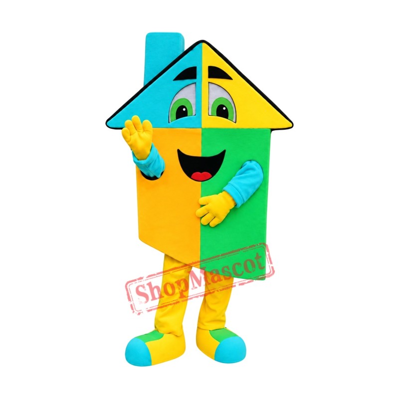 Superb Colorful House Mascot Costume Superb Colorful House Mascot Costume
