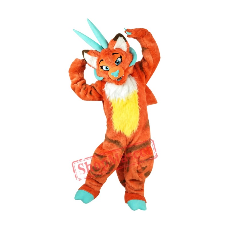 Superb Orange Dragon Mascot Costume Superb Orange Dragon Mascot Costume