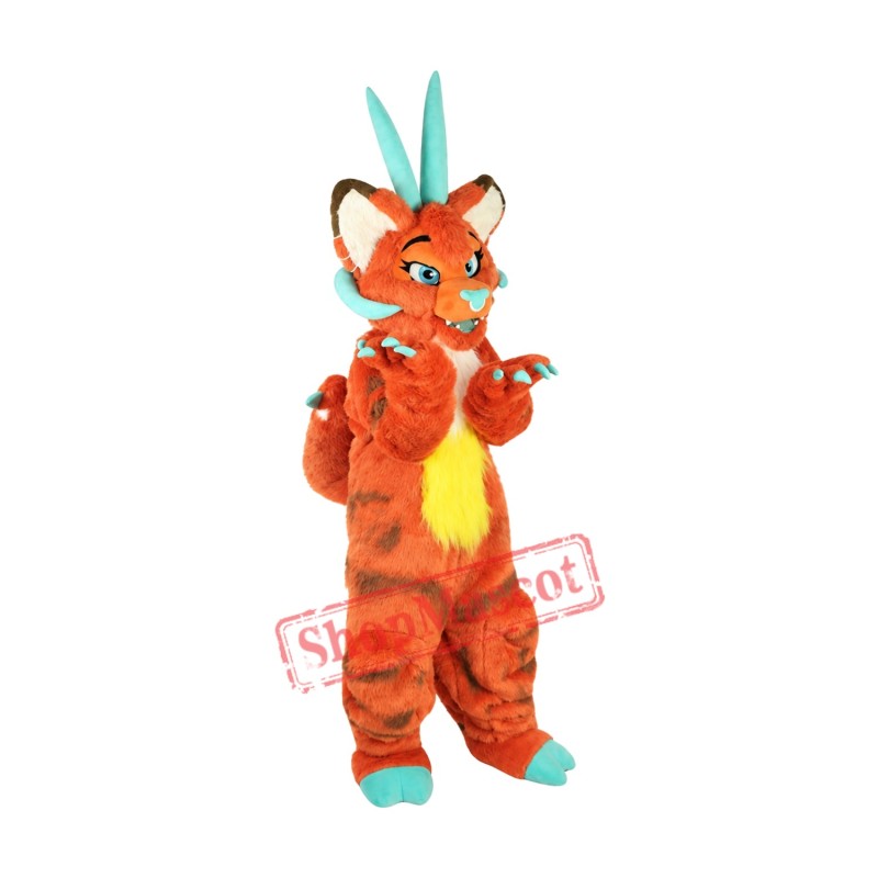 Superb Orange Dragon Mascot Costume Superb Orange Dragon Mascot Costume