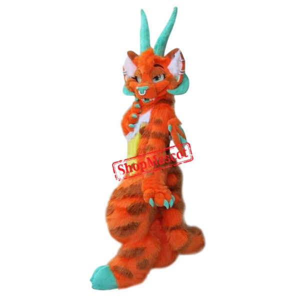 Orange Dragon Realistic Mascot Costume