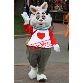 White Heart Rabbit Mascot Costume