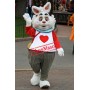 White Heart Rabbit Mascot Costume