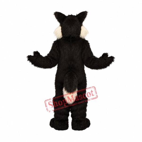 Superb Black Wolf Mascot Costume Superb Black Wolf Mascot Costume