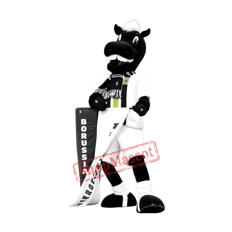 Superb Black Horse Mascot Costume
