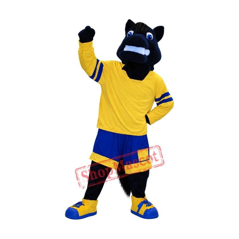 Superb Sport Black Horse Mascot Costume