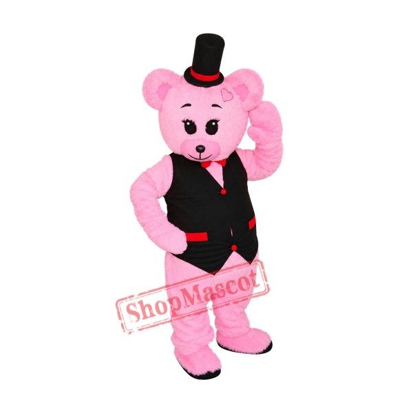Super Pink Bear Mascot Costume Super Pink Bear Mascot Costume