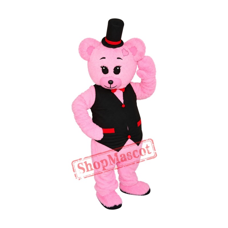 Super Pink Bear Mascot Costume Super Pink Bear Mascot Costume
