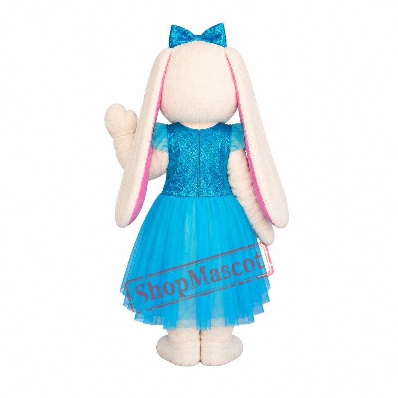 Blue Dress Bunny Mascot Costume Blue Dress Bunny Mascot Costume
