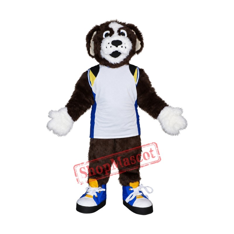 Superb Brown & White Dog Mascot Costume Superb Brown & White Dog Mascot Costume