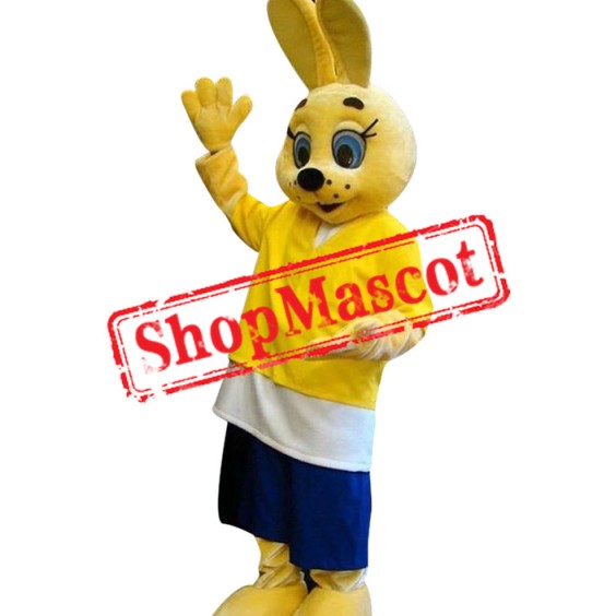 Cute Yellow Bunny Mascot Costume