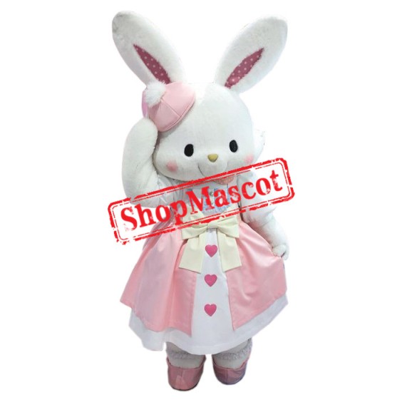 Pink Dress Rabbit Mascot Costume