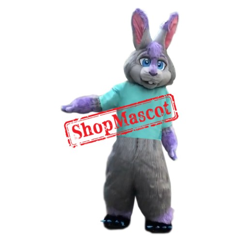 Purple & Grey Rabbit Mascot Costume
