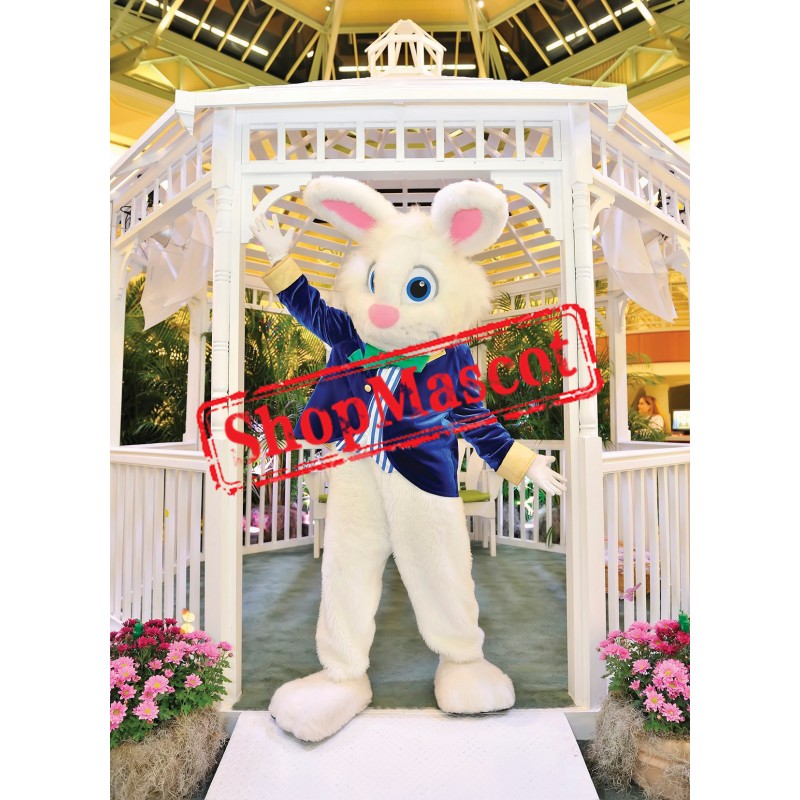 Blue Suit Easter Bunny Mascot Costume