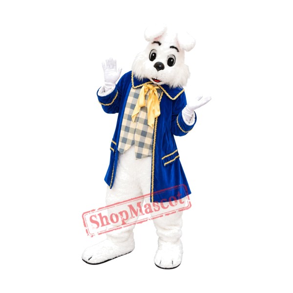 Superb Blue Suit Easter Bunny Mascot Costume Superb Blue Suit Easter Bunny Mascot Costume