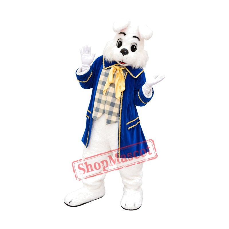 Superb Blue Suit Easter Bunny Mascot Costume Superb Blue Suit Easter Bunny Mascot Costume