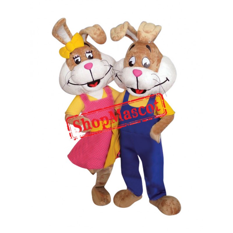 Energetic Mr and Mrs Rabbit Mascot Costume