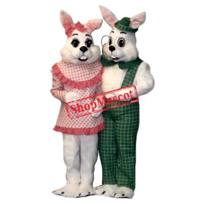Friendly Mr & Mrs Rabbit Mascot Costume