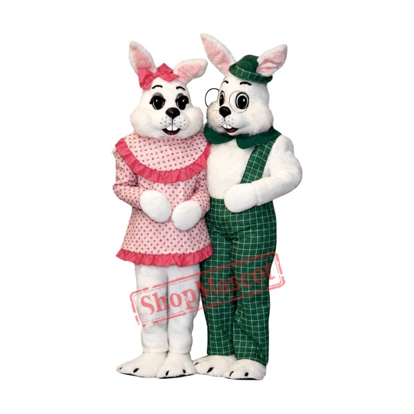 Friendly Mr & Mrs Rabbit Mascot Costume