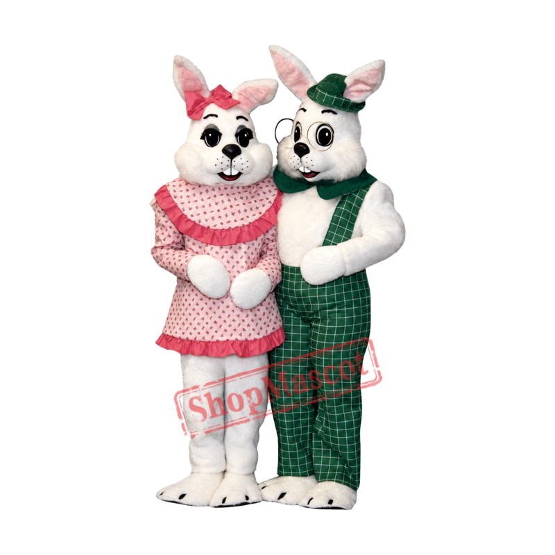 Friendly Mr & Mrs Rabbit Mascot Costume Friendly Mr & Mrs Rabbit Mascot Costume