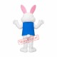 Happy White & Pink Rabbit Mascot Costume