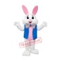 Happy White & Pink Rabbit Mascot Costume