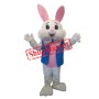 Happy White & Pink Rabbit Mascot Costume
