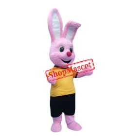 Happy Pink Rabbit Mascot Costume