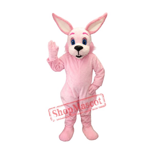 Friendly Pink Rabbit Mascot Costume