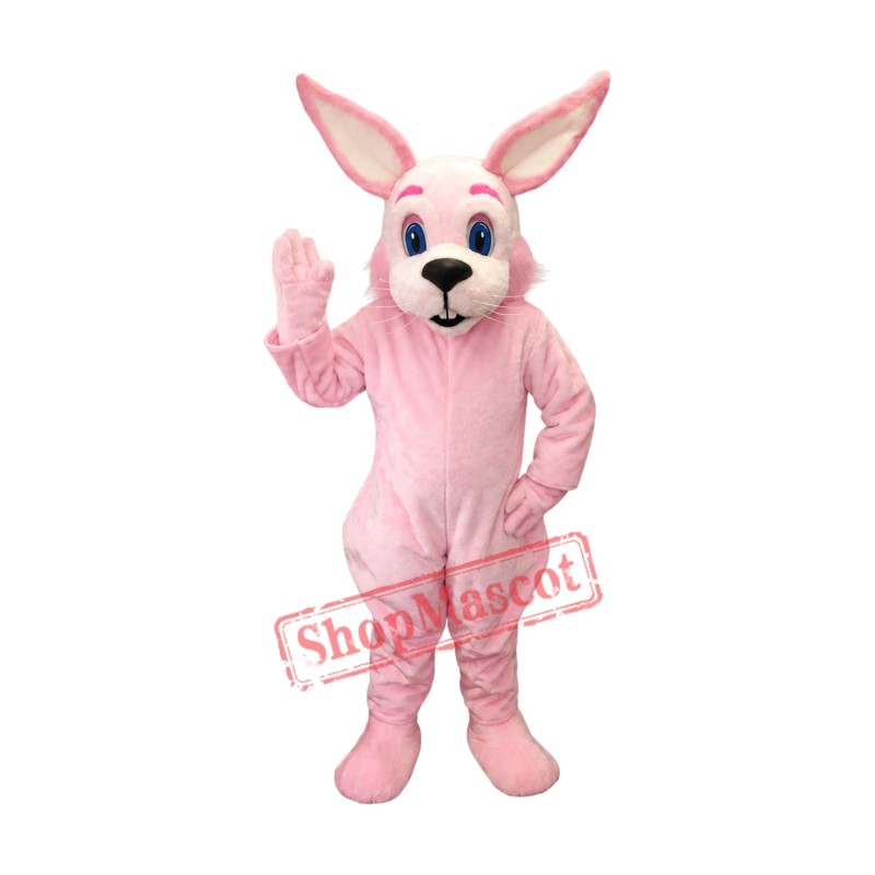 Friendly Pink Rabbit Mascot Costume Friendly Pink Rabbit Mascot Costume
