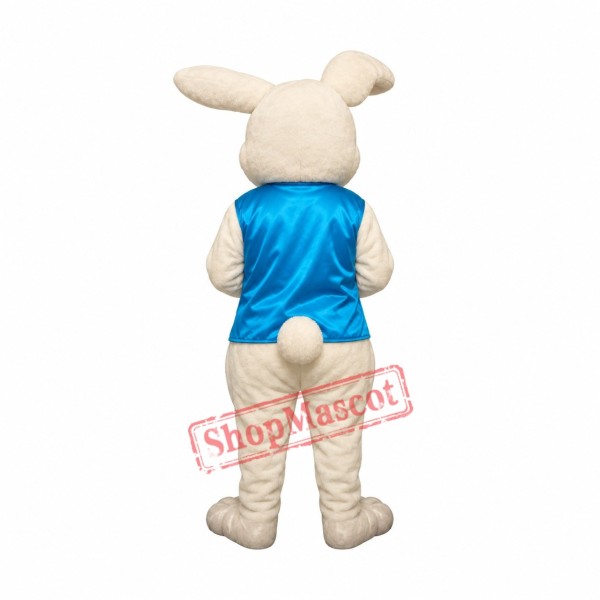 Friendly White Easter Bunny Rabbit Mascot Costume Friendly White Easter Bunny Rabbit Mascot Costume