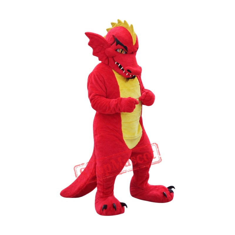 Superb Red Dragon Mascot Costume Superb Red Dragon Mascot Costume