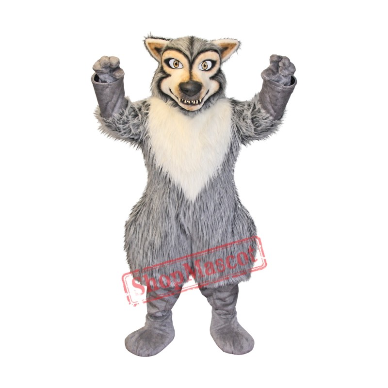 Superb Fierce Realistic Wolf Mascot Costume Superb Fierce Realistic Wolf Mascot Costume