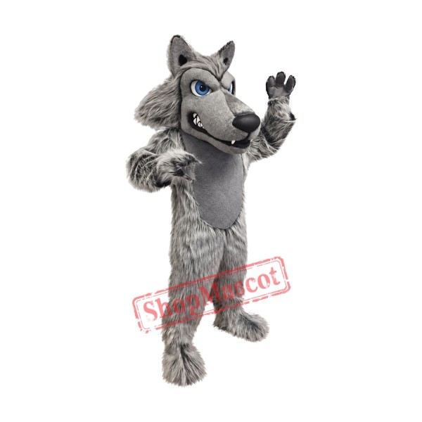 Power Fierce Grey Wolf Mascot Costume Power Fierce Grey Wolf Mascot Costume