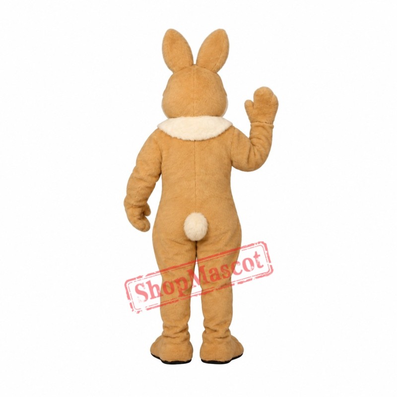 Friendly Brown Easter Bunny Mascot Costume Friendly Brown Easter Bunny Mascot Costume