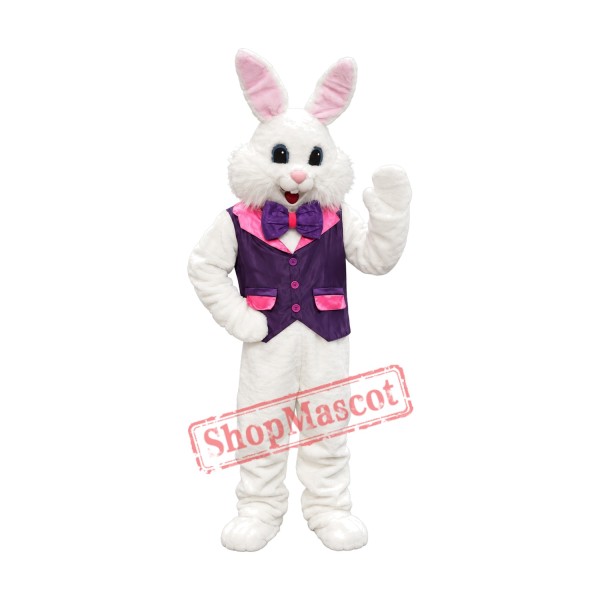 Friendly Purple Suit Easter Bunny Mascot Costume