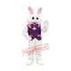 Friendly Purple Suit Easter Bunny Mascot Costume