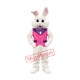 Friendly Pink Suit Easter Bunny Mascot Costume