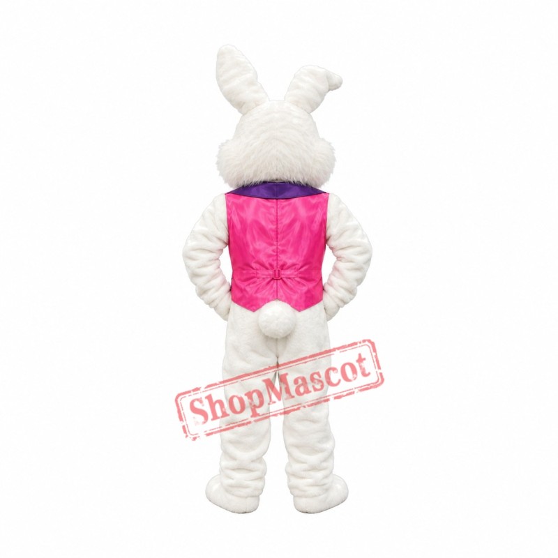 Friendly Pink Suit Easter Bunny Mascot Costume