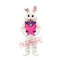 Friendly Pink Suit Easter Bunny Mascot Costume