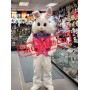 Friendly Pink Suit Easter Bunny Mascot Costume