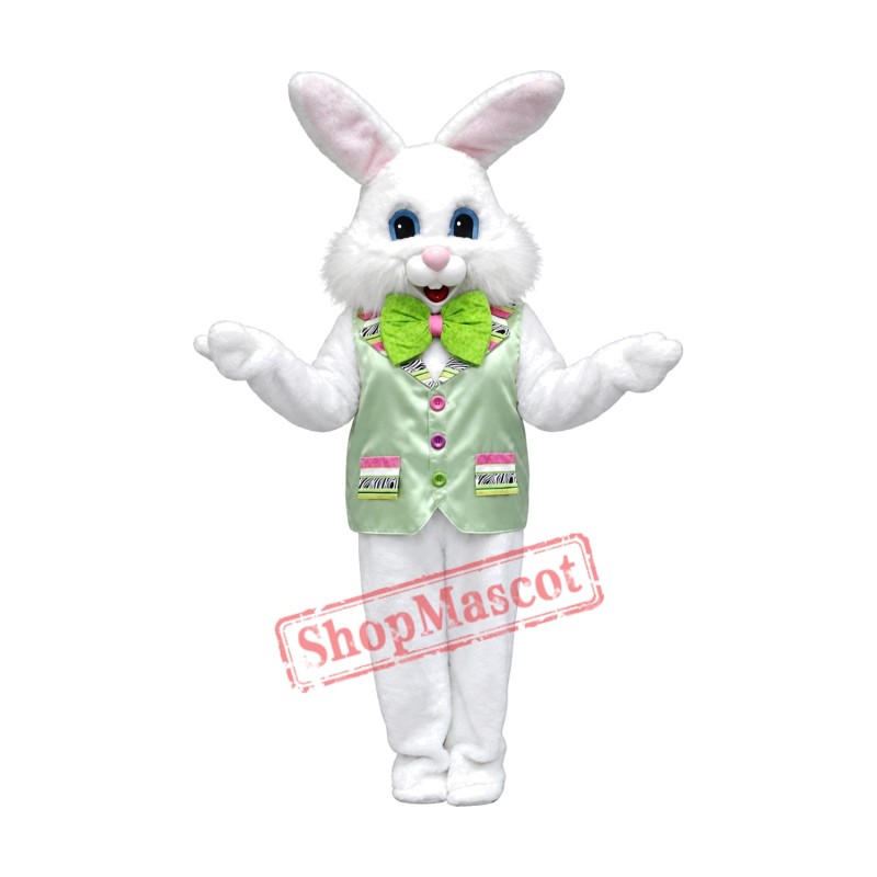 Friendly Green Suit Easter Bunny Mascot Costume