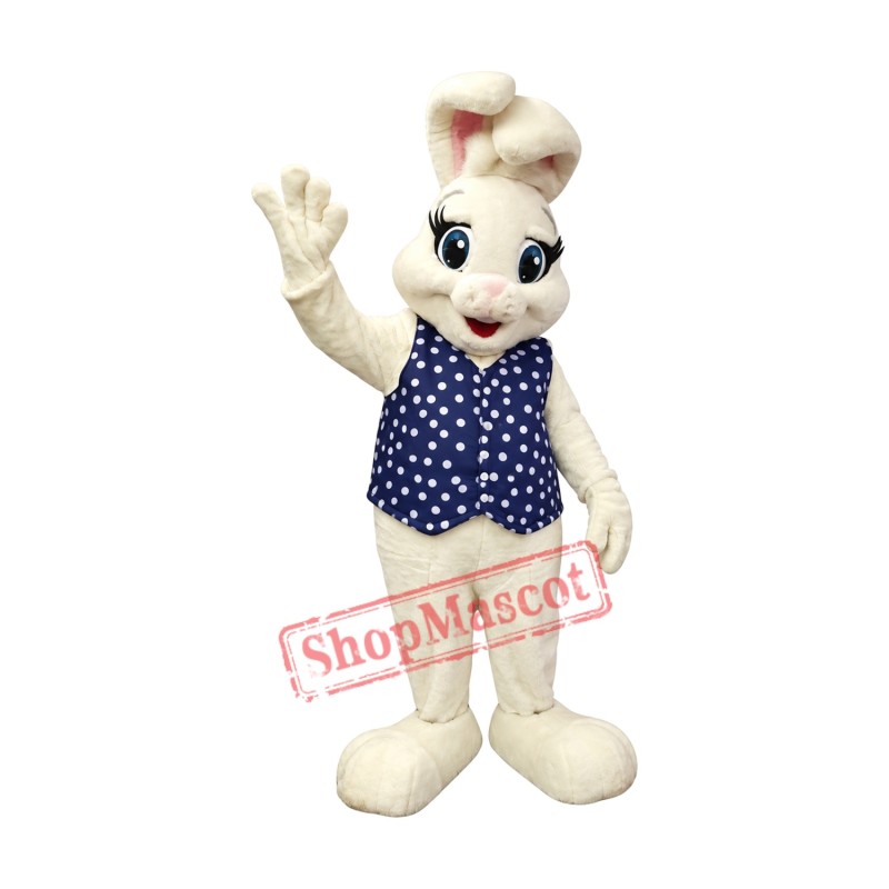 Beautiful White Easter Bunny Mascot Costume Beautiful White Easter Bunny Mascot Costume