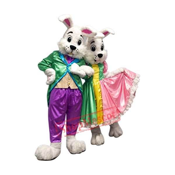 Loving Mr & Mrs Bunny Mascot Costume Loving Mr & Mrs Bunny Mascot Costume