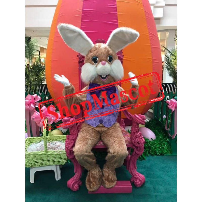 Friendly Lightweight Brown Bunny Mascot Costume
