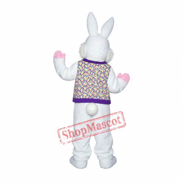 Superb Friendly White & Pink Bunny Mascot Costume Superb Friendly White & Pink Bunny Mascot Costume