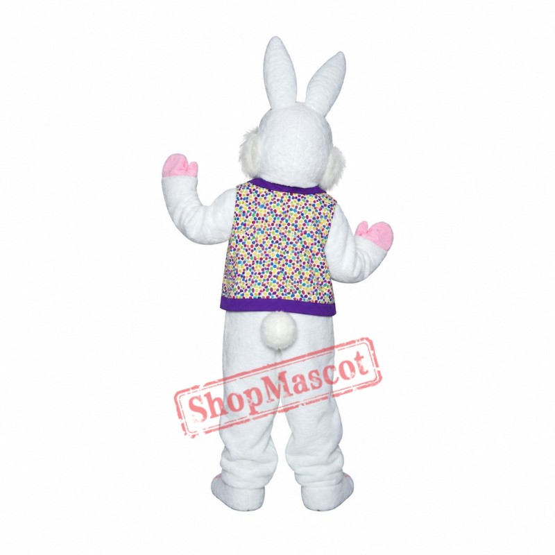 Superb Friendly White & Pink Bunny Mascot Costume Superb Friendly White & Pink Bunny Mascot Costume