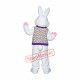 Superb Friendly White & Pink Bunny Mascot Costume Superb Friendly White & Pink Bunny Mascot Costume