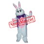 Superb Friendly White & Pink Bunny Mascot Costume
